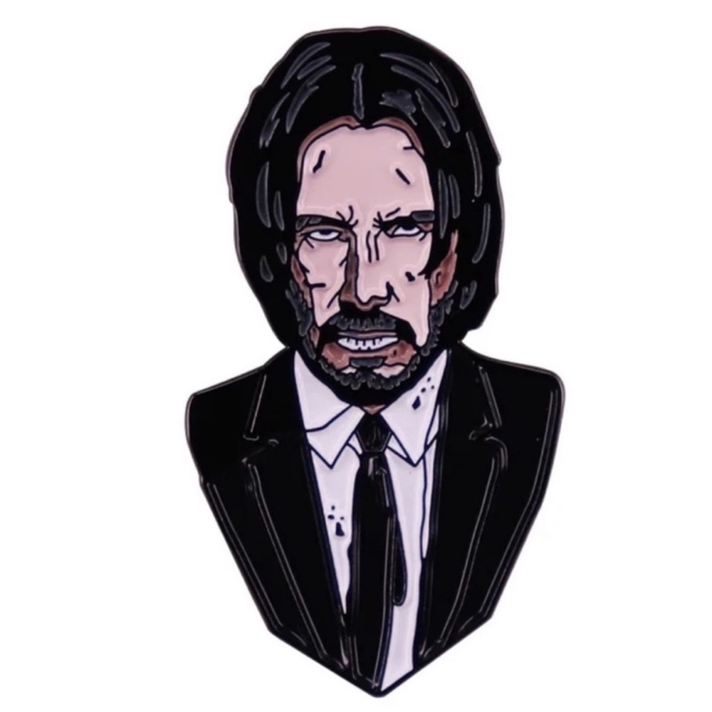 John Wick Enamel Pin Keanu Reeves, Black and White Enamel Pin